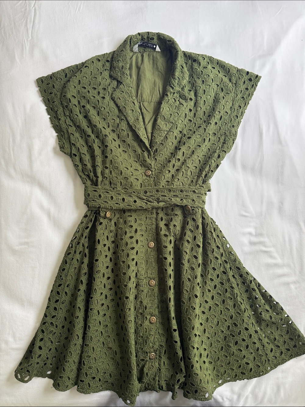 Zara | Olive Midi Dress with Belt | Size: S